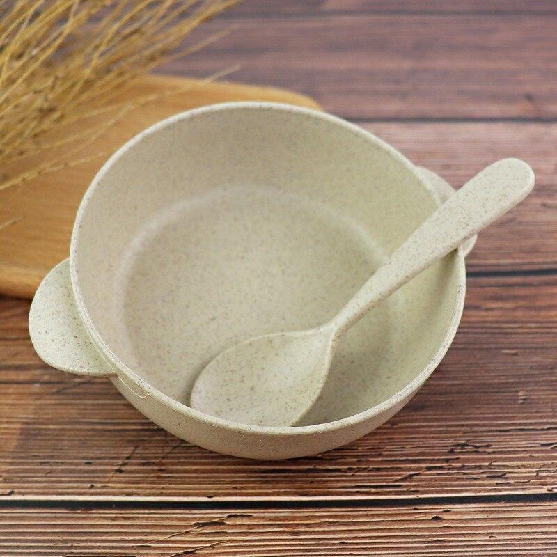 Cereal Bowls with A Spoon for Kids Children Toddler Wheat Straw Fiber