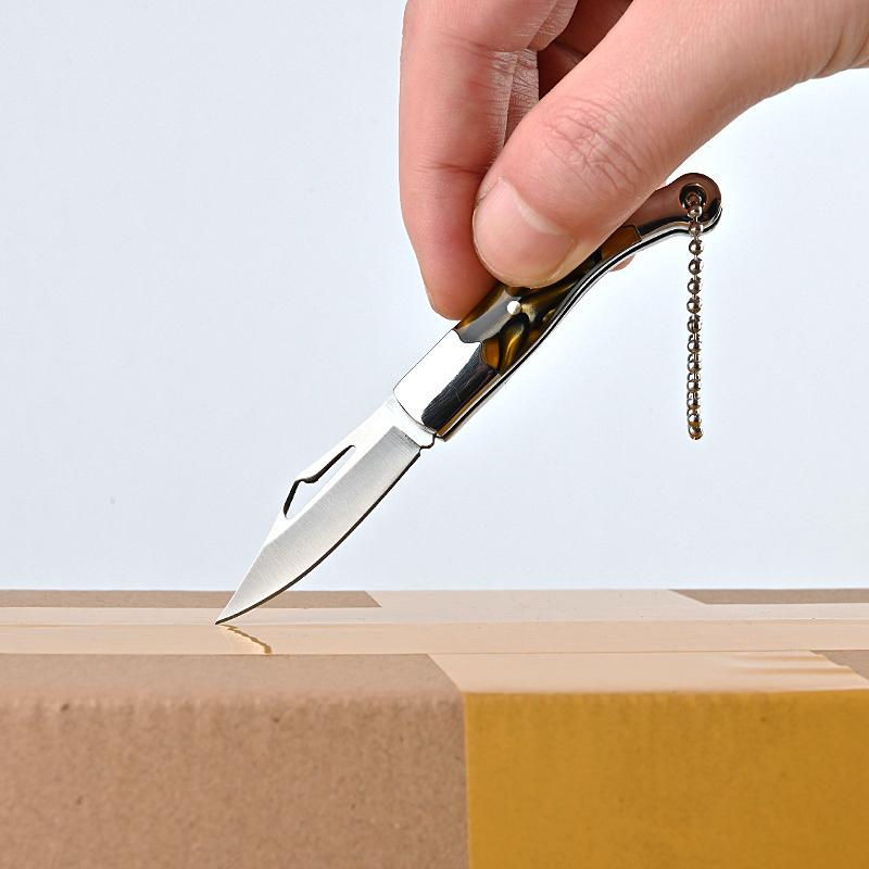 Mini Pocket Knife Portable Stainless Steel Folding Knife Keychain Box Cutter Survival Multitool Camping Emergency EDC Gadgets