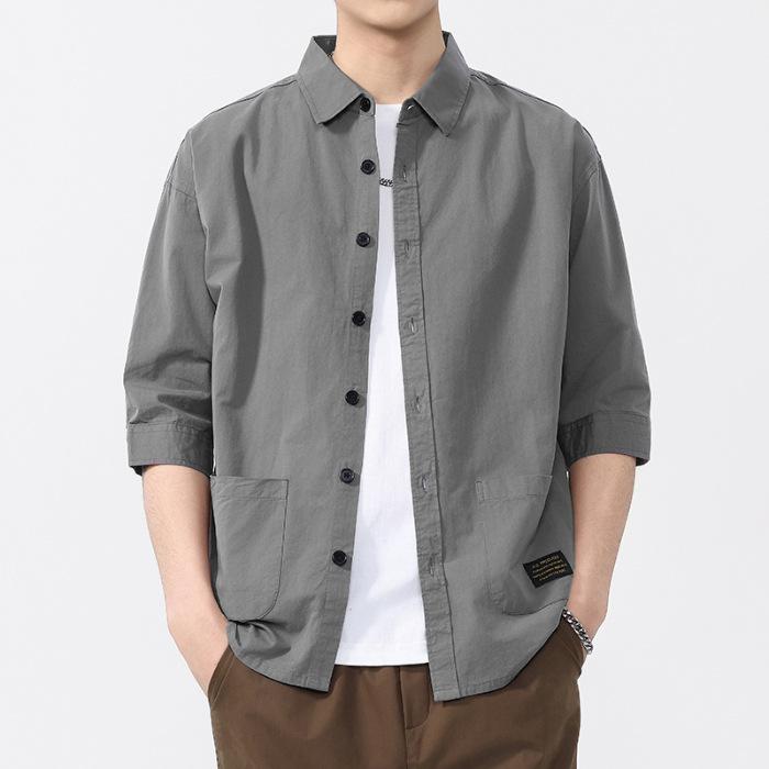 Frühlings-Neues Hemd für Herren mit 7/8-Ärmeln, Modetrend, Lässiges Baumwollhemd