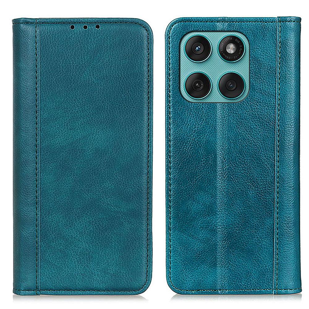 

For Motorola Edge 60 5G/60 Fusion 5G Stand Case Split Leather Litchi Texture Wallet Phone Cover Green