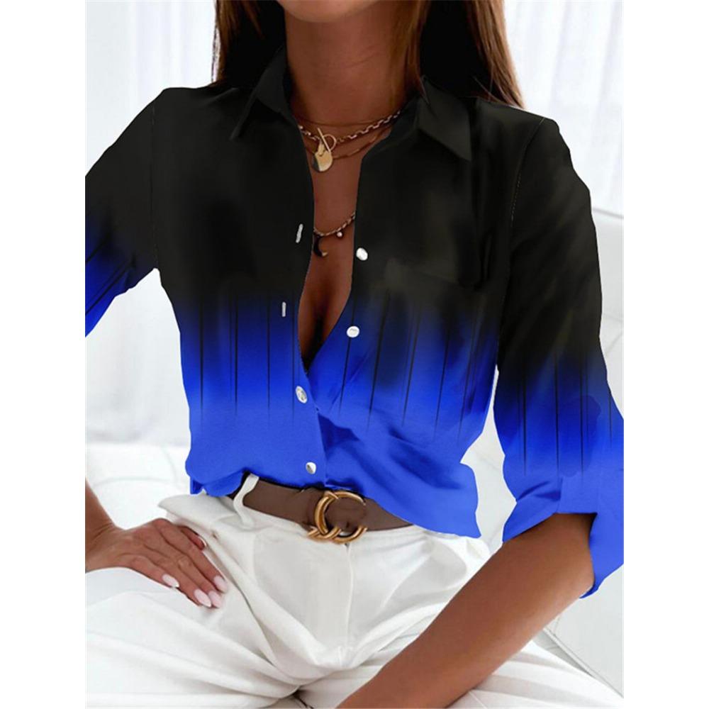 Fashion Gradient Pattern 3D Print Women Long Sleeve Shirts Spring Autumn Holiday Casual Street Ladies Blouse Women's Clothing