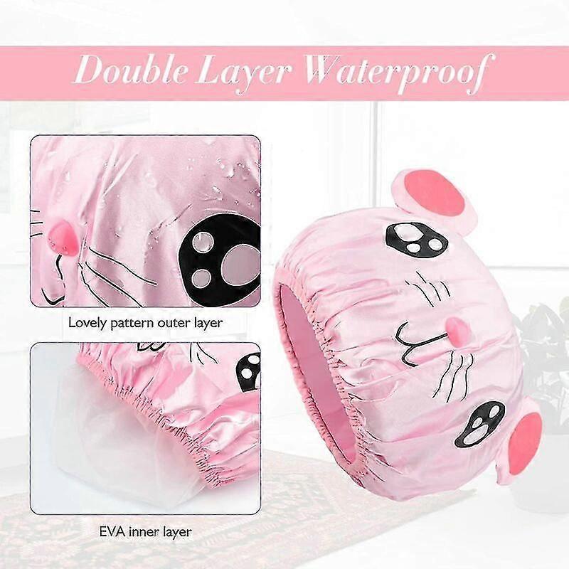 2 Pcs Reusable Shower Caps Waterproof Shower Cap Rat Pattern for Boys Girls