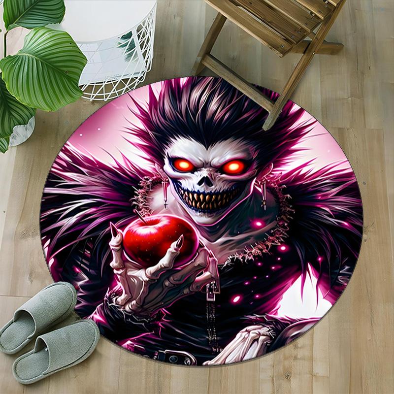 1pc D-Death Note  Carpet, Round Rug, Comfortable, Suitable for Entryways, Living Rooms, Office, And Bedrooms, Christmas Decoration