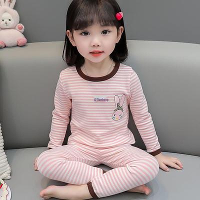Girls' Fleece-Lined Cotton Pajama Set for Autumn/Winter - Warm Infant and Baby Homewear