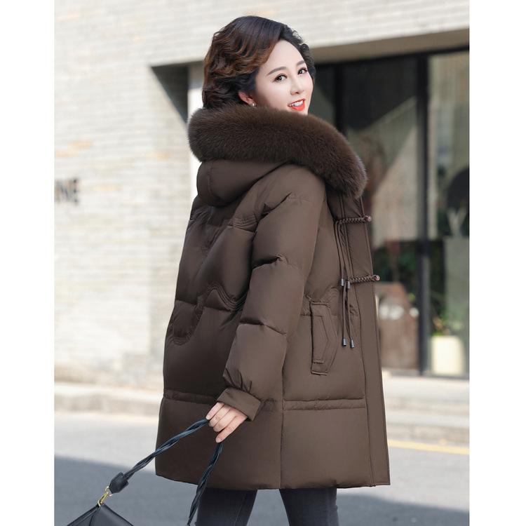 

Новая зимняя одежда для мам среднего и пожилого возраста, хлопковая куртка средней длины большого размера для женщин, зимняя хлопковая куртка для женщин 4XL