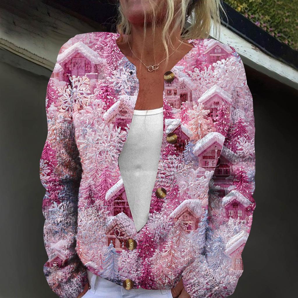 Langermet strikket cardigan-jakke med knapp ned for kvinner