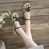 Beach Outdoor Flat Rubber Round Toe Tip Flowers Women's Sandals Chic and Elegant Summer 2025 Offers Luxury Korea Ladies Shoes