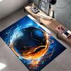 Fiery Soccer Ball Design suitable as a non-slip mat for the living room or bedroom sofa