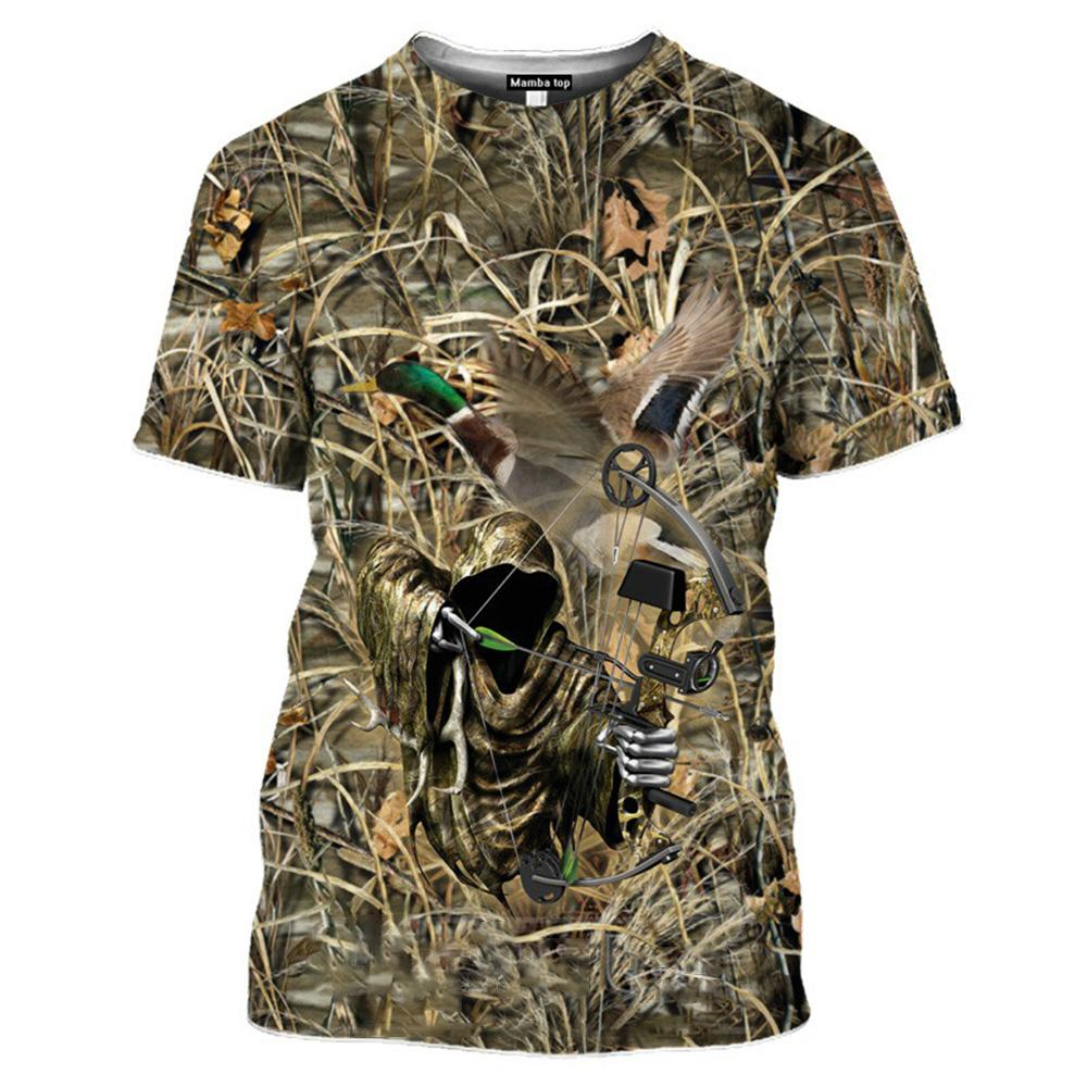 Camiseta nueva con estampado 3D de Animal de la selva para hombre, camiseta nueva de jabalí, camiseta de camuflaje con caña de caza, 2022