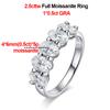 2.5CTTW 5 Stone Moissanite Ring For Women GRA 4*6mm Oval Cut Lab Diamond  CopperHalf Eternity Stackable Wedding Band Jewelry