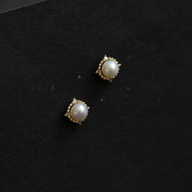 

Женские серьги-гвоздики из стерлингового серебра 925 пробы в дворцовом стиле, винтажные серьги-гвоздики с жемчугом, классические модные украшения серебряный