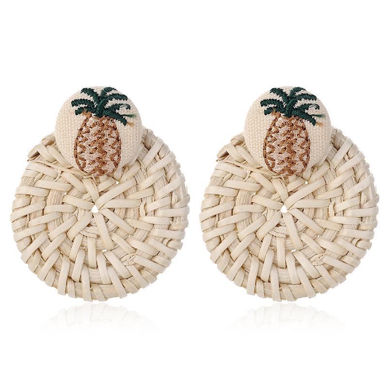 Trendy Pineapple Woven Stud Earrings - European  American Fashion Jewelry