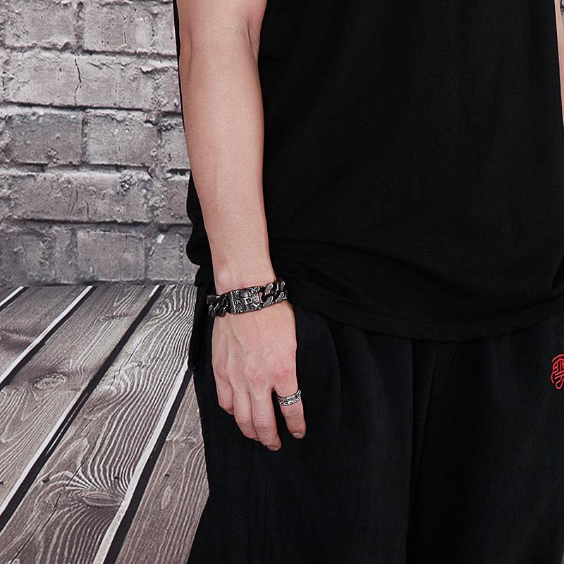 4 Styles Silver Color Personalized Cuban Chain Bracelet European and American Men's Skull Head Bracelet