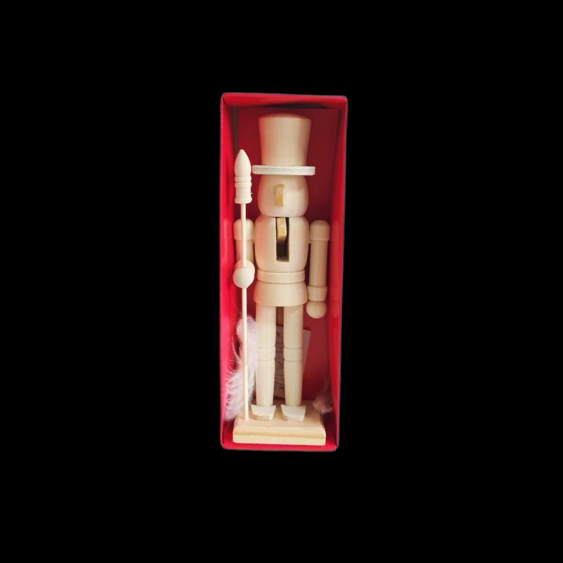 18Cm Unfinished Wooden Nutcracker Blank Soldier Doll With Paint Brush Pigment Diy Painting Craft For Christmas Home Decoration