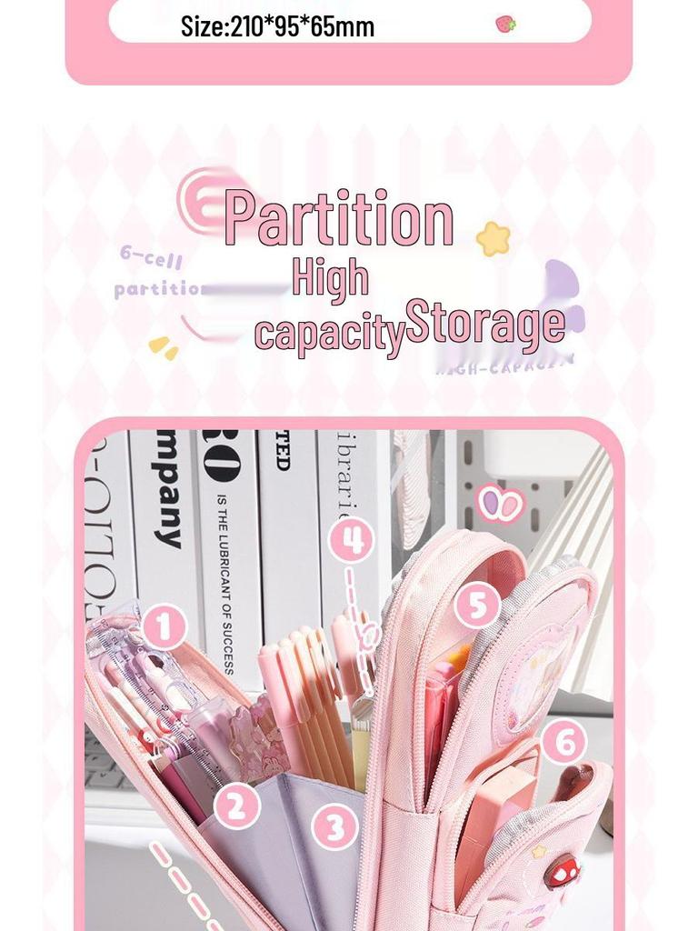 Three-layer Cute Cartoon Pencil Bag for Girls: Spacious, Stylish, and Ideal for Primary School Students