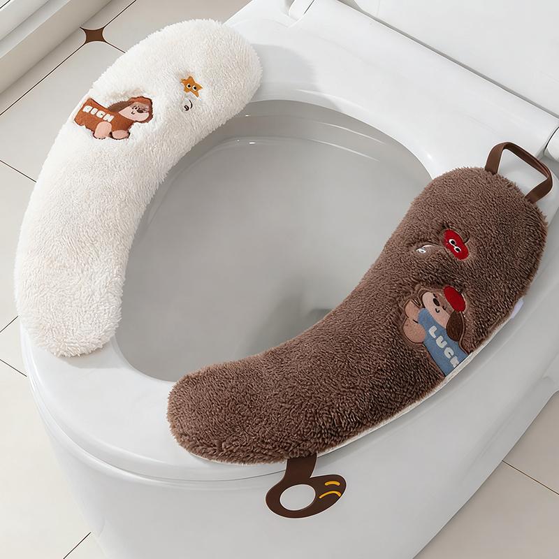 Plüsch Warme Dick Gepolsterte Toilettensitzbezug Matte Rutschfest Weiches Toilettensitzkissen Badezimmerzubehör