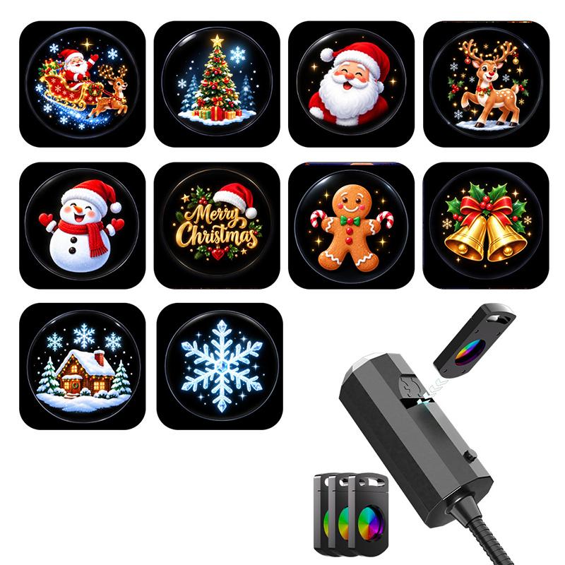 Led Usb Projector Light Projection Patterns- Adjustable Santa Claus Snowman Tree Night Light For Christmas Decorations