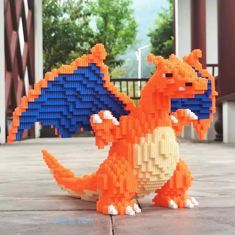 Non-Toxic Pokemon Fire-Breathing Dragon Assembled Building Blocks Model Bricks Toy For Children Gifts Micro Puzzle Toys Desktop Decoration