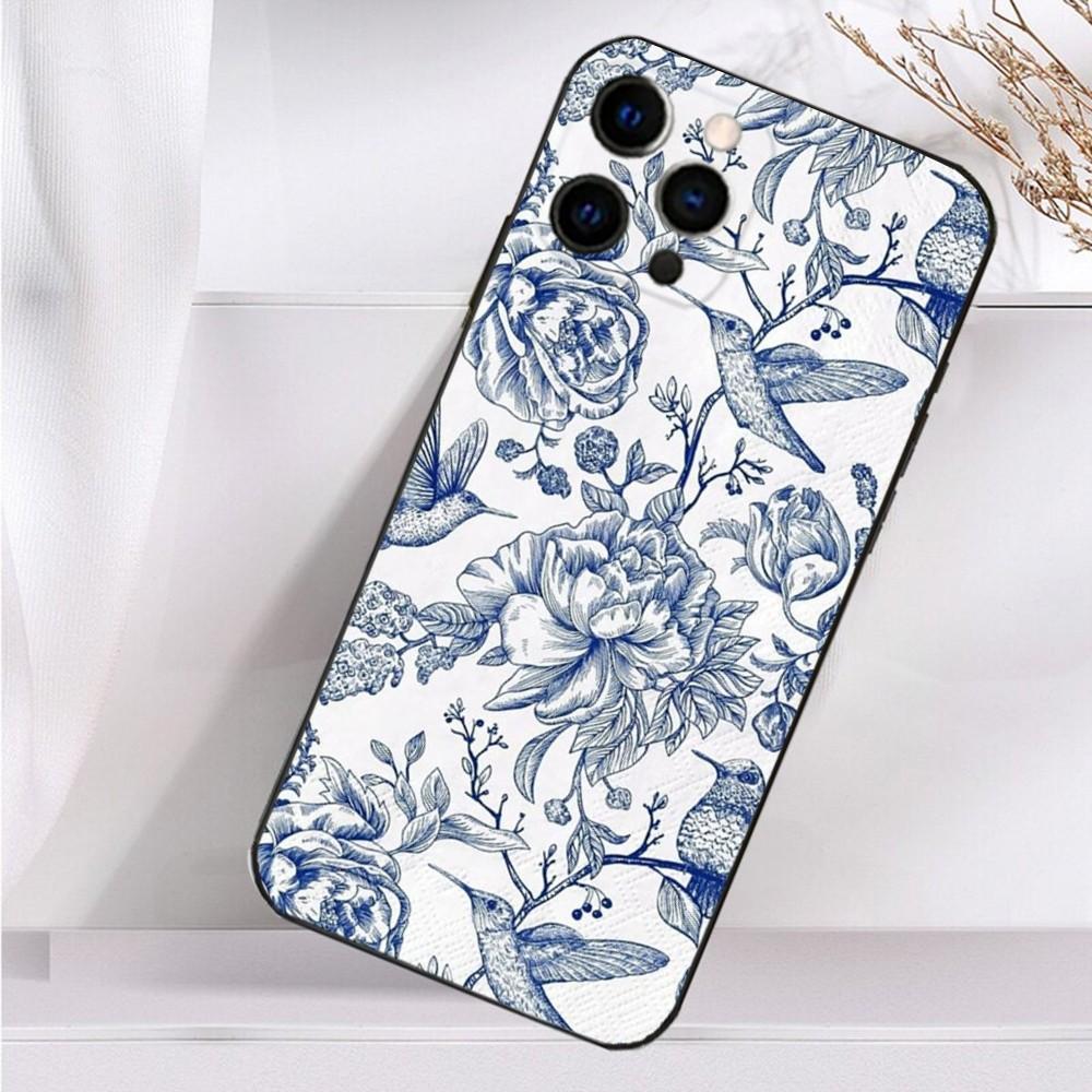 Painting Art Botanical Phone Case For iPhone 16,15,14,13,12,11 Plus,Pro Max,XS,X,XR,SE,Mini,8,7 Soft Silicone Black Cover