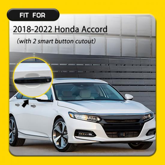 4x Carbon Exterior Fiber Door Handle Cover w/Smartkey For 2018- Honda Accord