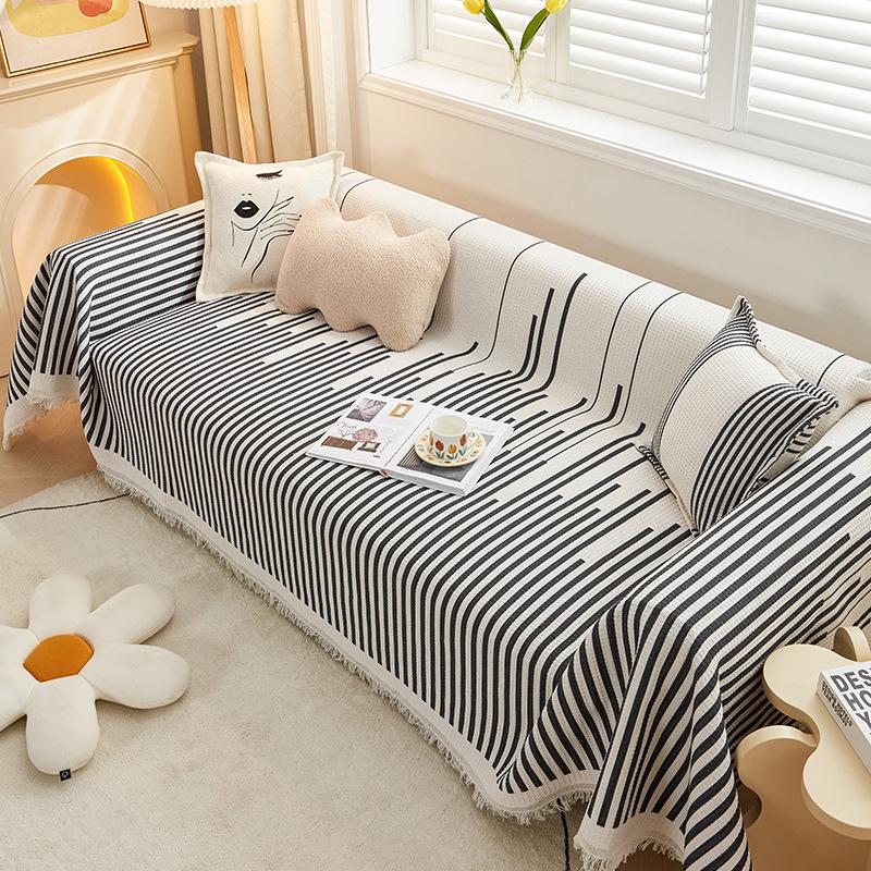 Modern Sofa Cover Throw Fringes Universal Couch Slipcover Sectional Furniture Protector Geometrical Sofa Towel for Pets Dogs