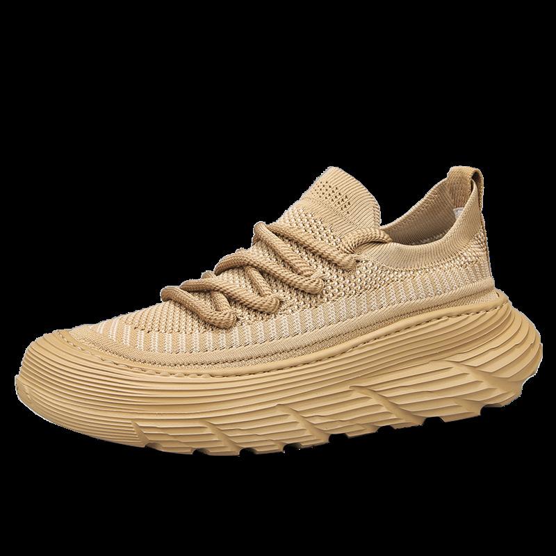 Letní pánská obuv nová fly-woven síťovina prodyšná sportovní obuv silná podrážka zvyšující výšku lehká měkká podrážka ležérní plátěná obuv pánská