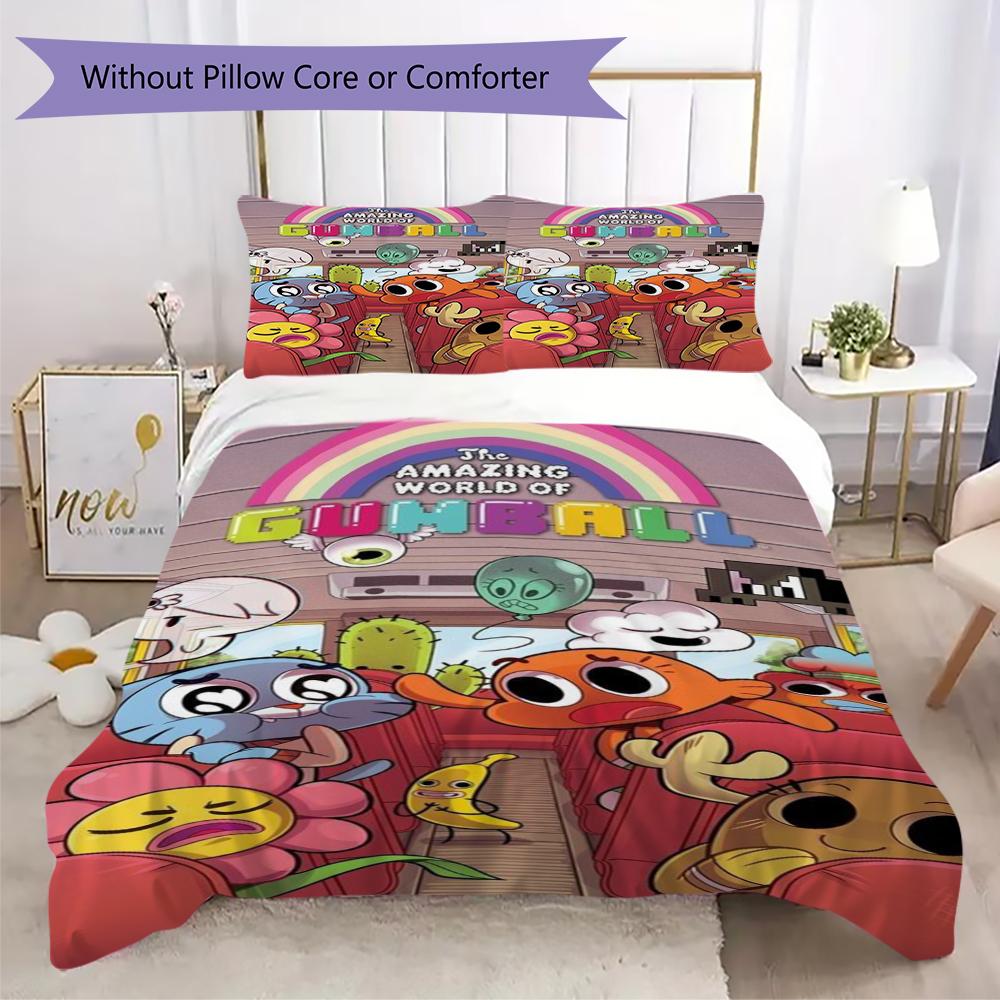 Amazing World Gumball Pattern Bedding uilt Set uilt Cover Pillowcase Home Decoration Birthday Gift (1 * duvet cover + 2 * pillowcase without core)196