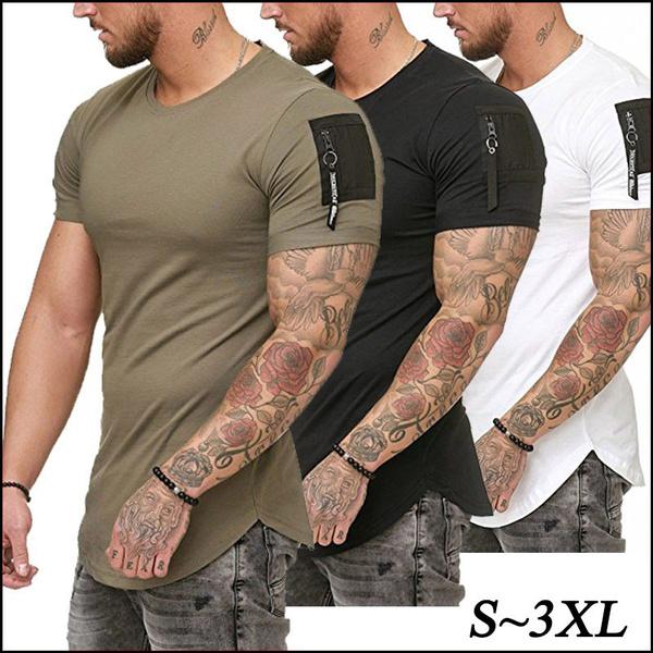 Mens Fashion Solid Color Fitness Tops Short Sleeve Casual Cotton Tee T-shirts
