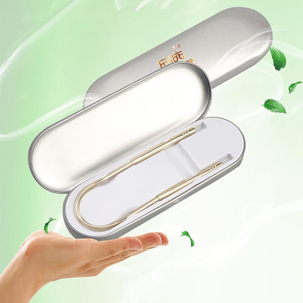 Čistič škrabek na jazyk z nerezové oceli Čistič čerstvého dechu Ústní hygiena s krabičkou