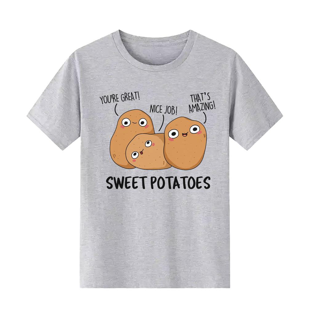 Fun Potato Print Tshirt Casual Short Sleeved Suitable for All Seasons Fashion Versatile Holiday Womens Tshirt