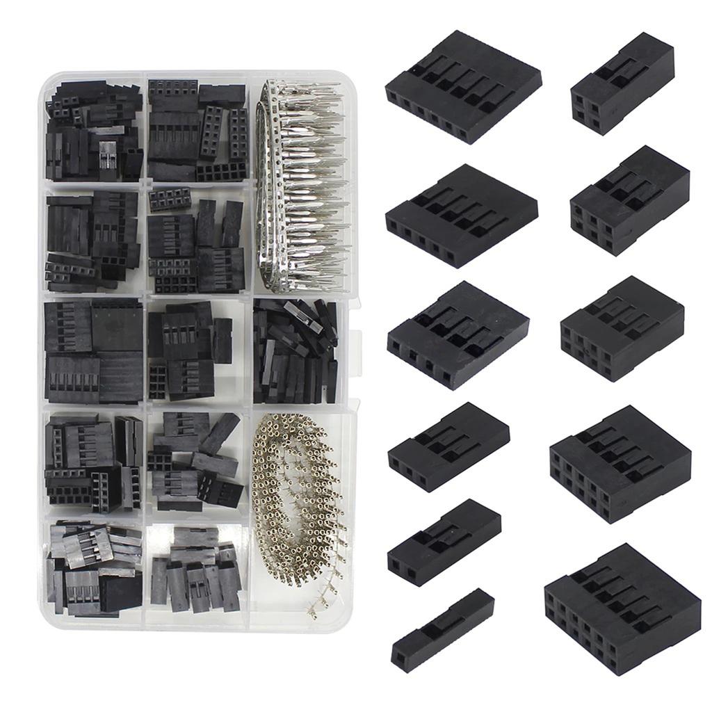 620Pcs Male Female Crimping Pins Adaptor Connectors Kits 2.54mm Jumper Wire Pin Header Housing Kits Easy to Use