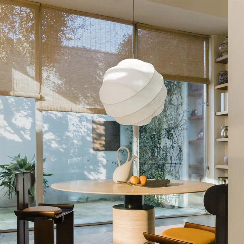 Creative Personality Art Curve Design Wabi Sabi Silk Pendant Lamp Light Home Decoration Light Lustre Chandelier Eye Protection