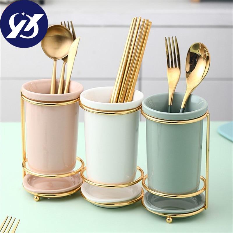 Ceramic Chopsticks Holder Restaurant Draining Rack Kitchen Spoon Fork Shelf Home Tableware Storage Box