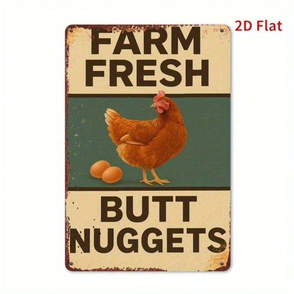 Retro Chicken Metal Poster Motivational Quote Kitchen Wall Decor
