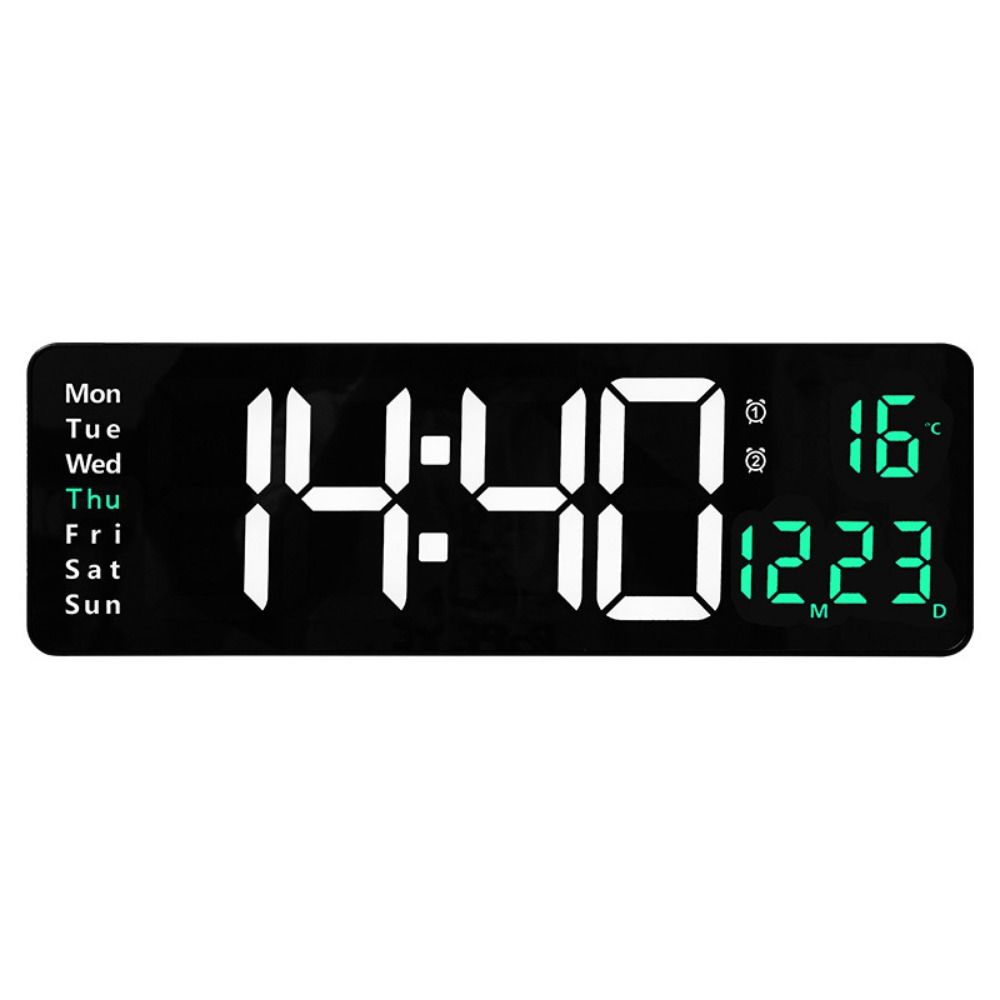 

Temp Date Week Display LED Electronic Clock Large Dual Control Table Clock Living Room зелений