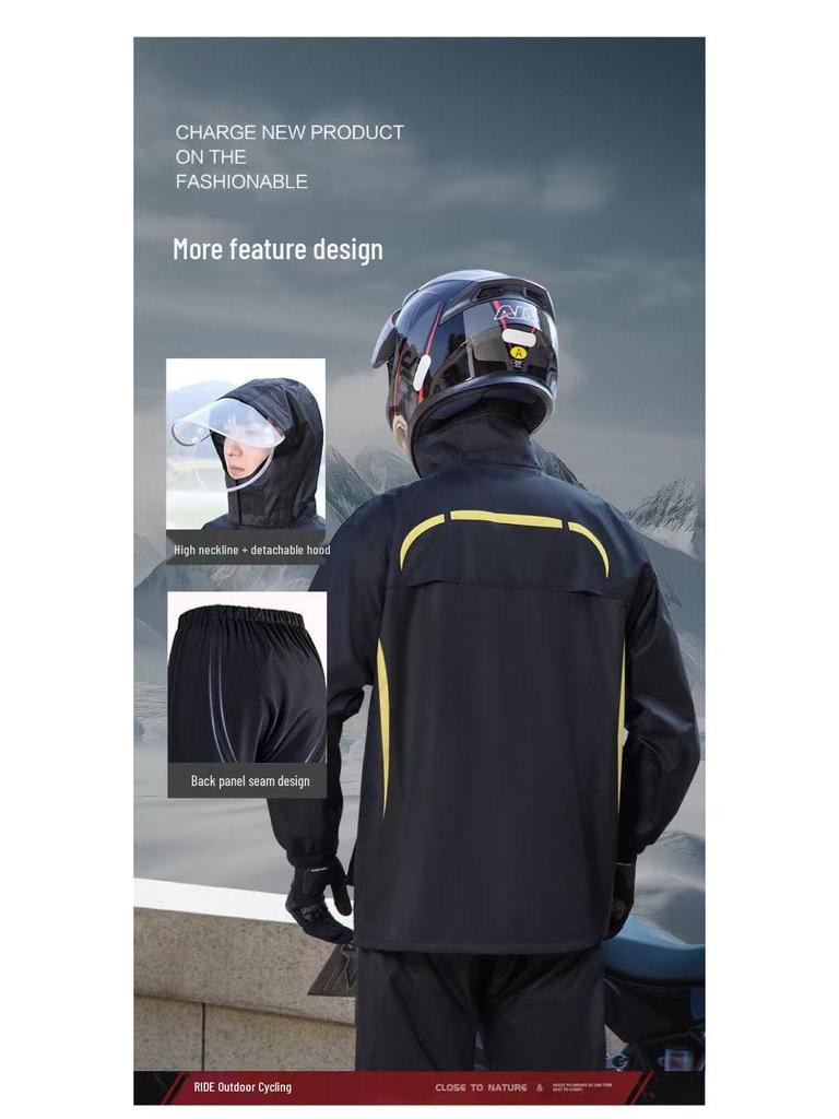 Men's Waterproof Raincoat and Pants Set - Stormproof Motorcycle Riding Gear