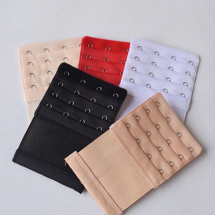 Elastic Stainless Steel 4-Row 4-Hook Extension Buckle Black