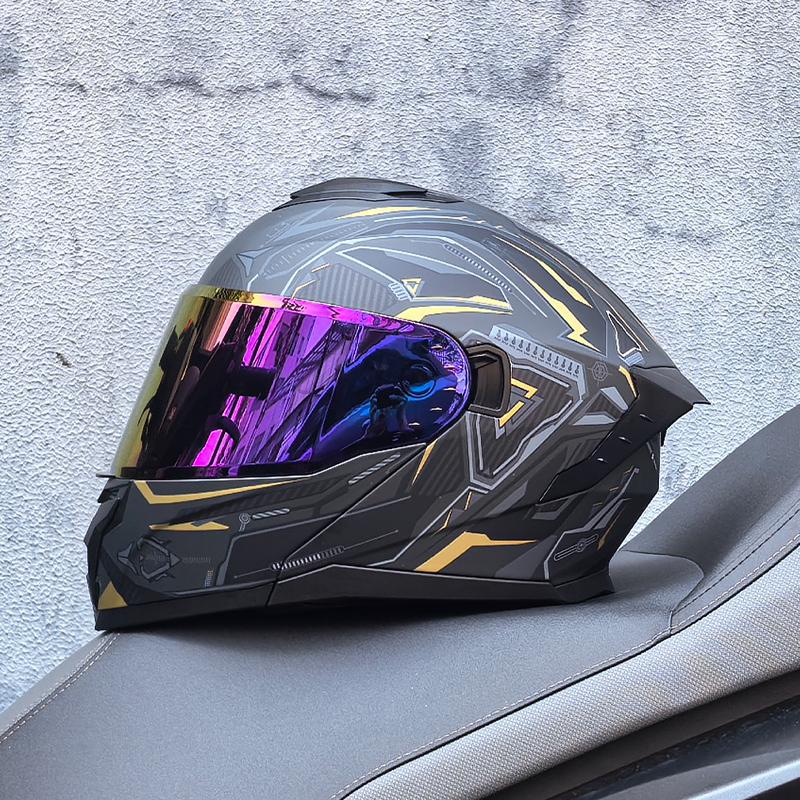 LVS motorcycle off-road helmet racing double lens flip open helmet DOT