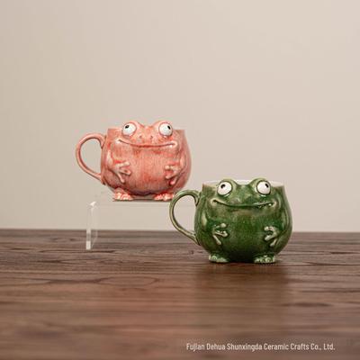 Taza de Café de Cerámica Retro con Forma de Rana y Personalidad con Cuchara - Regalo Único para la Oficina