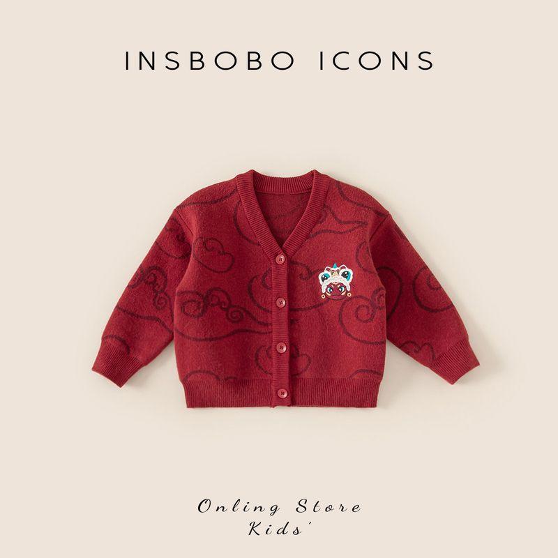 Boys  Hanfu One-Year-Old Birthday Outfit, Boys  and Girls  Red Sweater, Spring 2026 New Style Children s Clothing, Chinese Style for Spring and Autumn Red 140