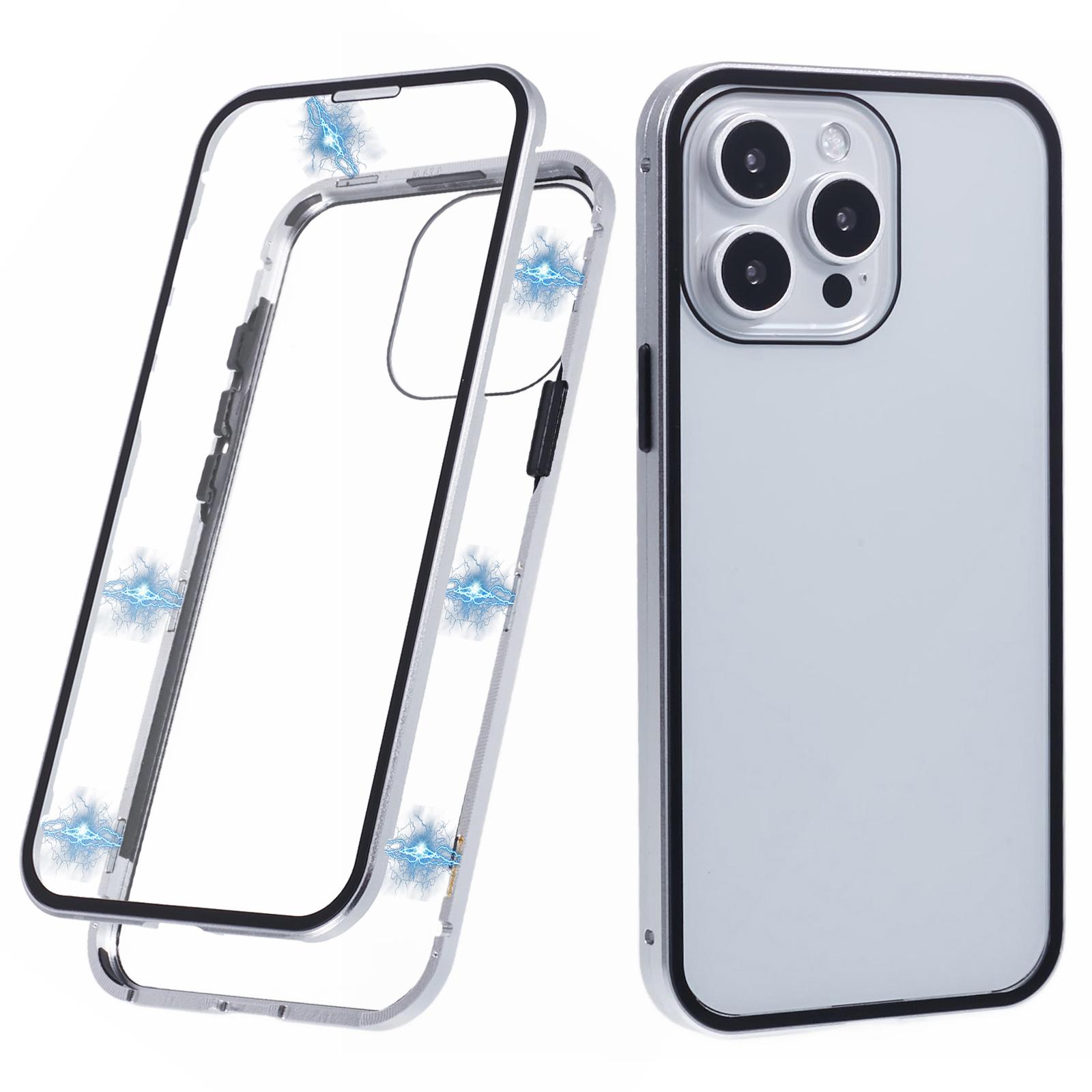 

Для iPhone 16 Pro Чехол Магнитная Полная Защита Прозрачный Чехол для Телефона Silver