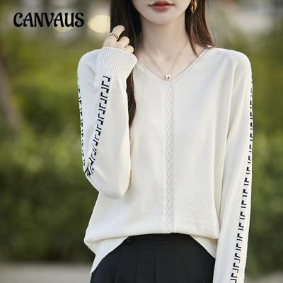 Herbst- und Winter-Pullover Gestrickt Damen Strickware V-Ausschnitt Unterziehshirt