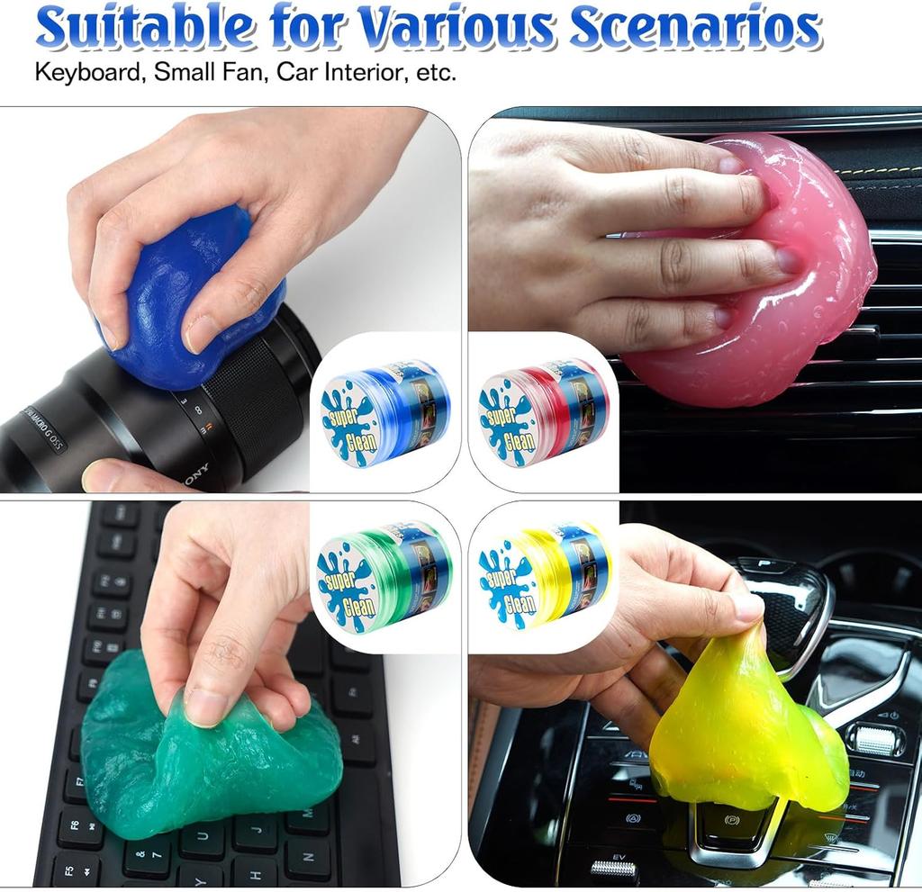 1/4 Pack Cleaning Gel, Car Putty Slime, Universal Auto Detailing Tools, Car Crevice Interior Cleaner Putty Gel, Cleaning Kit Dust Cleaning Mud