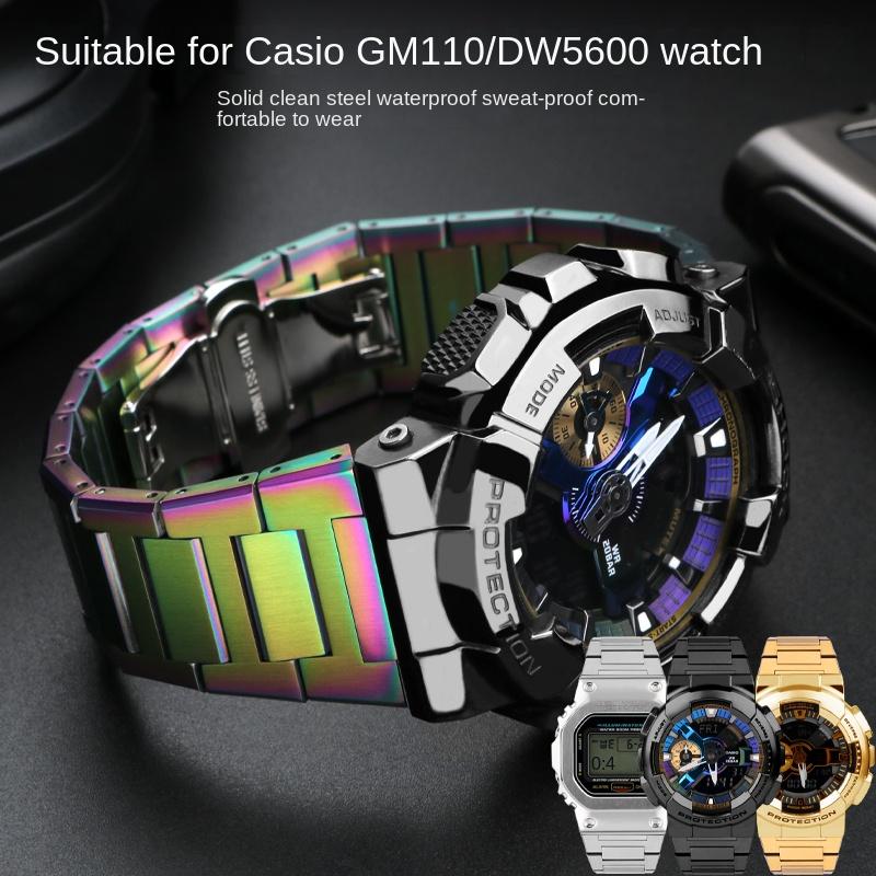 Small Gun Metal Men Watchband For Casio GM-110 GA-110 GM-110GB Strap GSHOCK DW5600 Stainless Steel Watch Bracelet Accessories
