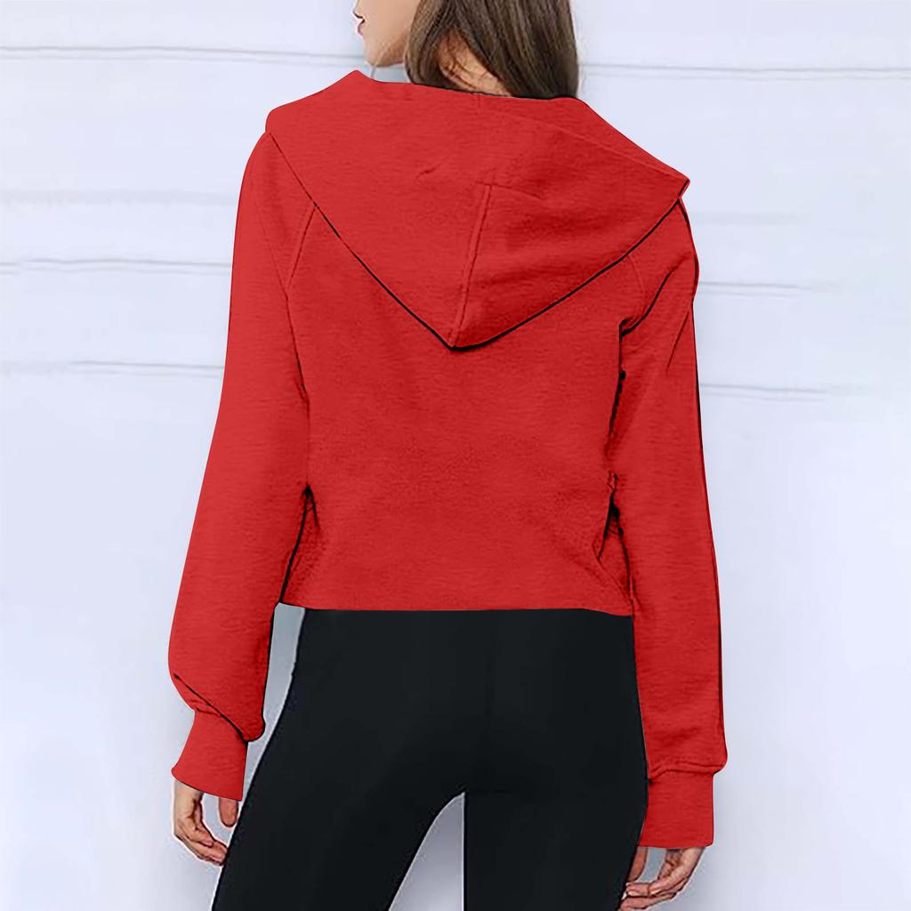 2025 Autumn Winter New Women's Scuba Sports Half-Zip Yoga Loose Short Hooded Fleece Lined Sweatshirt