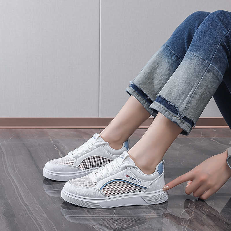 Fashion Round Nose Perforated Training And Exercises Woven 46 Sneakers Summer Shoes Women White Sports Brand Name Super Comfortable