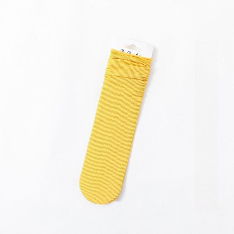 Mid-calf Pile Stockings for Women, Spring and Summer, Cool and Breathable, Cold Ice Stockings, Boneless, High-elasticity, White Ice Silk Stockings