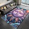 Mysterious Sun Design Area Rug, Crystal Velvet Polyester Carpet for Living Room, Bedroom, Non-Slip Home Decor Floor Mat