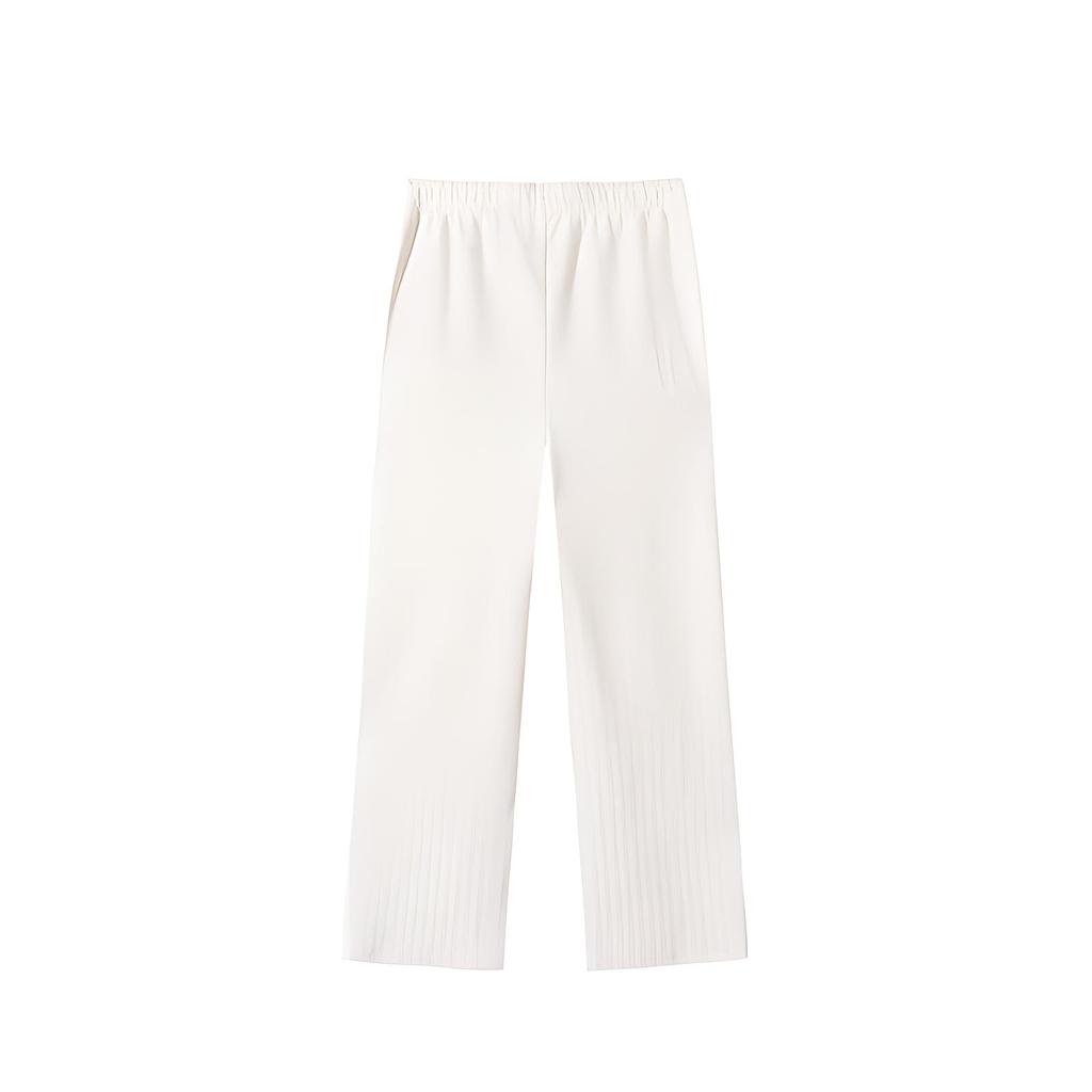 Anta Solid Color Elastic Straight Casual Loose Knit Sports Pants Women Bottoms Triumphant-Gray 162517310-3