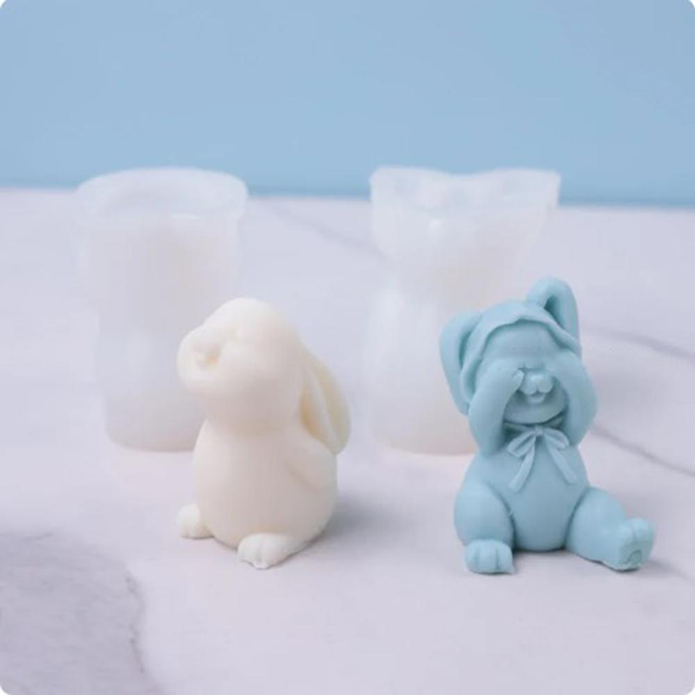 Squeezing Rabbit Silicone Candle Mold, 3D Animal Crafts, Resin Gypsum Soap Mold, DIY Chocolate Ice Block Baking Tool, Home Gift